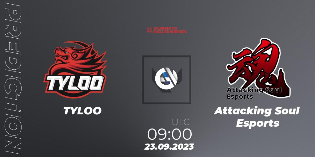 Pronóstico TYLOO - Attacking Soul Esports. 23.09.2023 at 09:00, VALORANT, VALORANT China Evolution Series Act 1: Variation