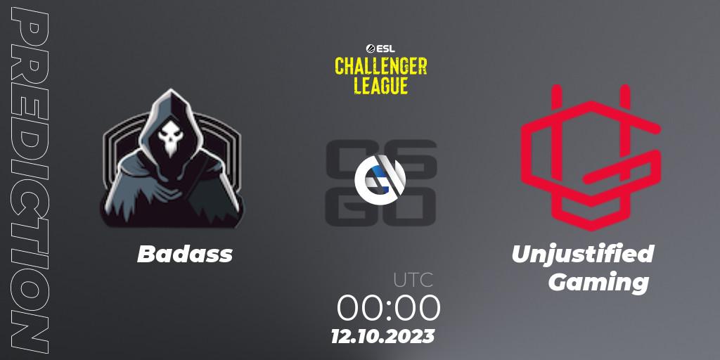 Pronóstico Badass - Unjustified Gaming. 10.11.2023 at 01:00, Counter-Strike (CS2), ESL Challenger League Season 46: North America