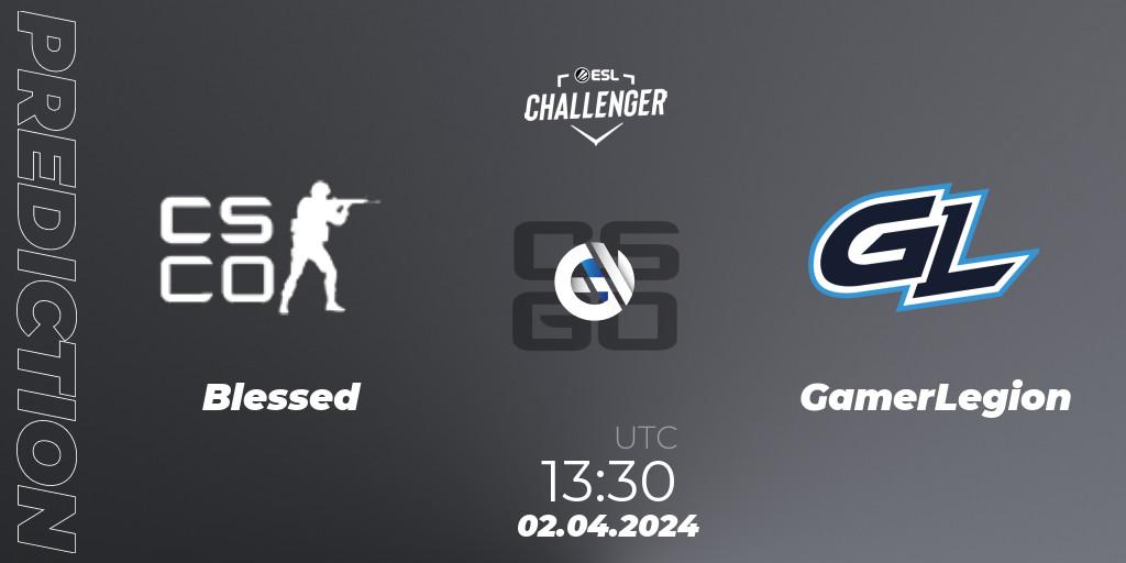 Pronóstico BLESSED - GamerLegion. 02.04.24, CS2 (CS:GO), ESL Challenger #57: European Closed Qualifier