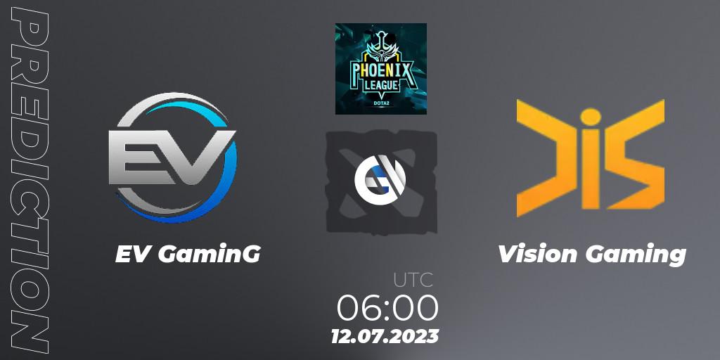 Pronóstico EV GaminG - Vision Gaming. 12.07.2023 at 06:51, Dota 2, Dota 2 Phoenix League