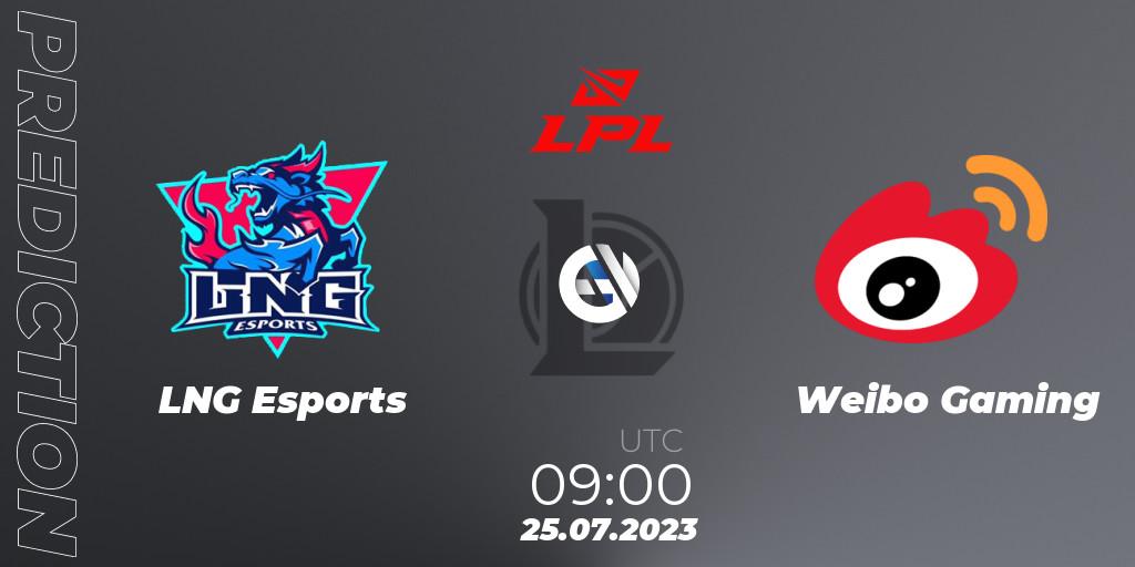 Pronóstico LNG Esports - Weibo Gaming. 25.07.2023 at 09:00, LoL, LPL Summer 2023 - Playoffs
