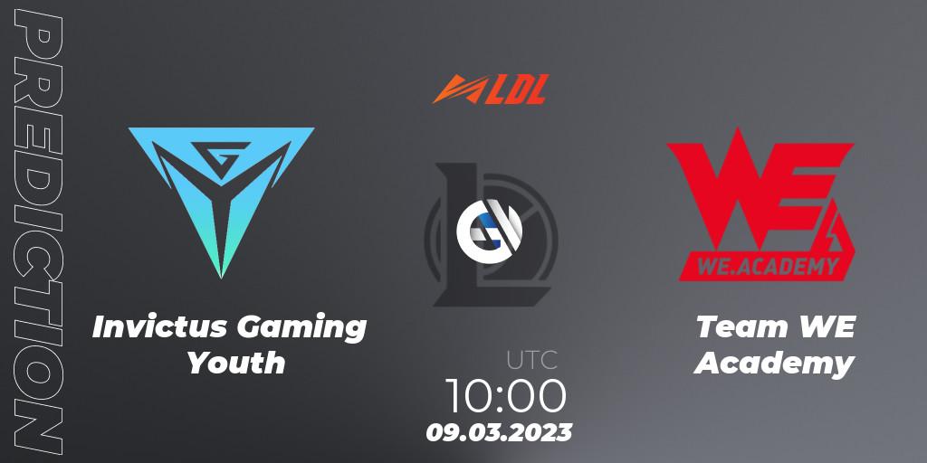 Pronóstico Invictus Gaming Youth - Team WE Academy. 09.03.2023 at 10:15, LoL, LDL 2023 - Regular Season