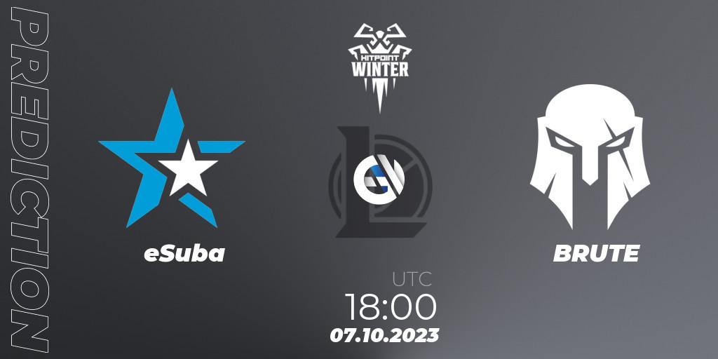 Pronóstico eSuba - BRUTE. 07.10.2023 at 18:00, LoL, Hitpoint Masters Winter 2023 - Playoffs