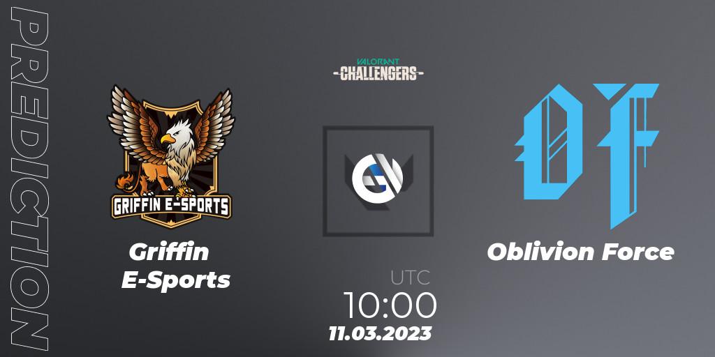 Pronóstico Griffin E-Sports - Oblivion Force. 11.03.2023 at 10:00, VALORANT, VALORANT Challengers 2023: Hong Kong and Taiwan Split 1