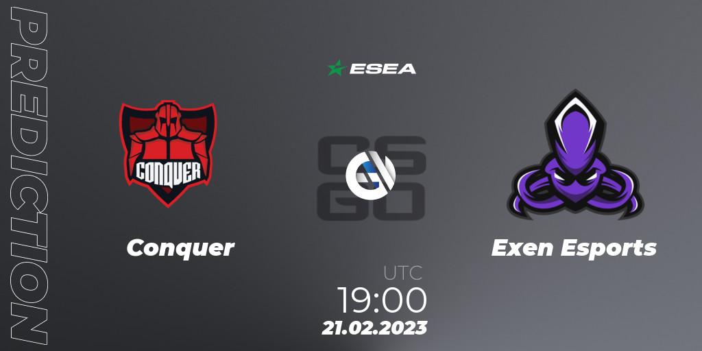 Pronóstico Conquer - Exen Esports. 21.02.23, CS2 (CS:GO), ESEA Season 44: Advanced Division - Europe