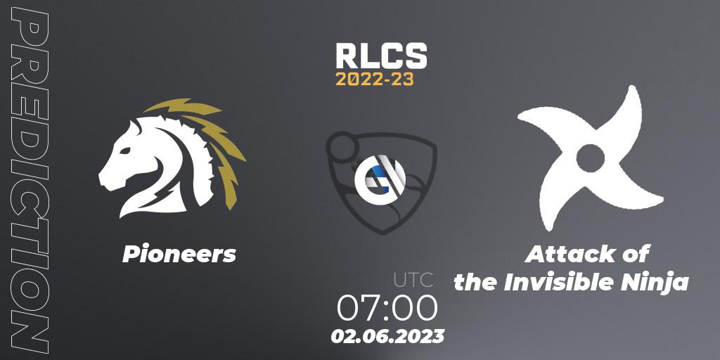 Pronóstico Pioneers - Attack of the Invisible Ninja. 02.06.2023 at 07:00, Rocket League, RLCS 2022-23 - Spring: Oceania Regional 3 - Spring Invitational