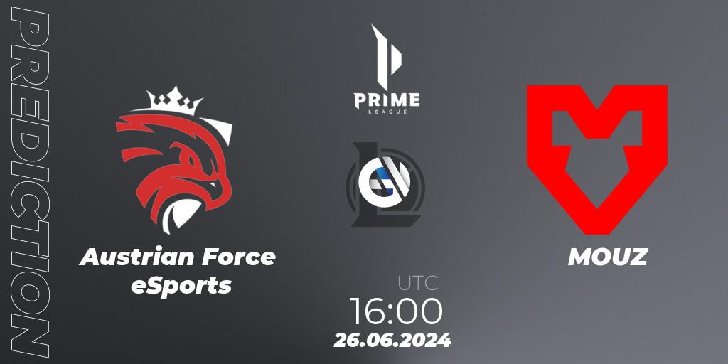 Pronóstico Austrian Force eSports - MOUZ. 26.06.2024 at 16:00, LoL, Prime League Summer 2024