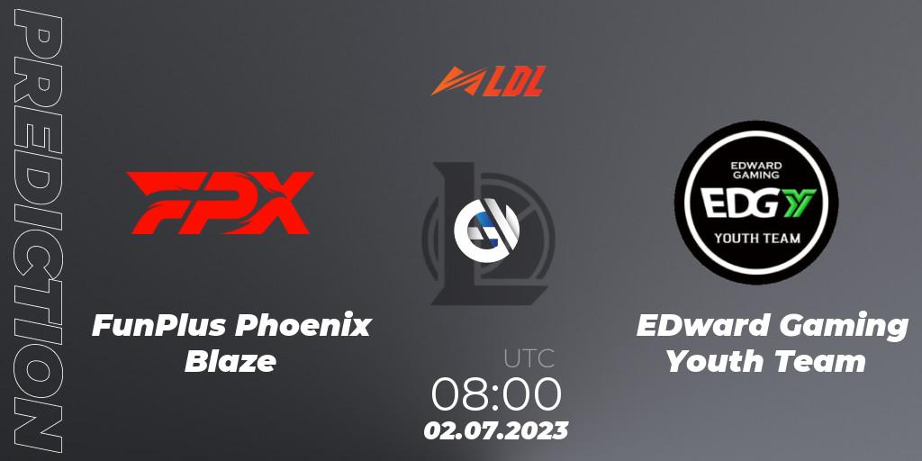Pronóstico FunPlus Phoenix Blaze - EDward Gaming Youth Team. 02.07.2023 at 08:40, LoL, LDL 2023 - Regular Season - Stage 3