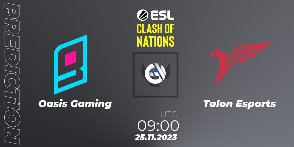 Pronóstico Oasis Gaming - Talon Esports. 25.11.23, VALORANT, ESL Clash of Nations 2023
