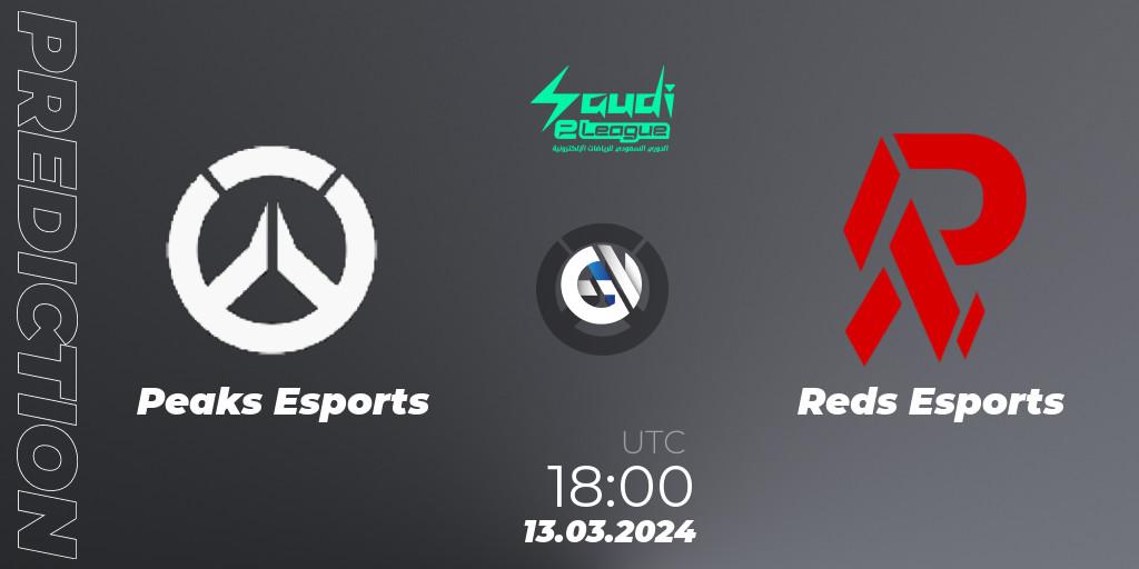 Pronóstico Peaks Esports - Reds Esports. 13.03.2024 at 18:30, Overwatch, Saudi eLeague 2024 - Major 1 / Phase 2