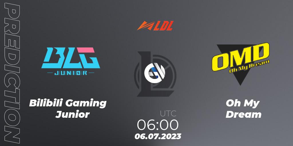 Pronóstico Bilibili Gaming Junior - Oh My Dream. 06.07.2023 at 06:00, LoL, LDL 2023 - Regular Season - Stage 3