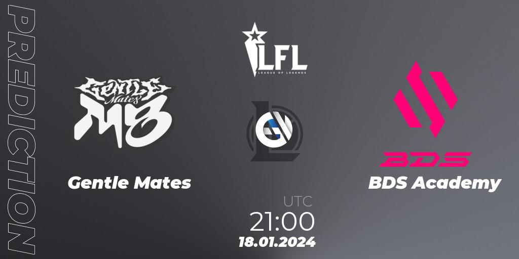 Pronóstico Gentle Mates - BDS Academy. 18.01.2024 at 21:00, LoL, LFL Spring 2024