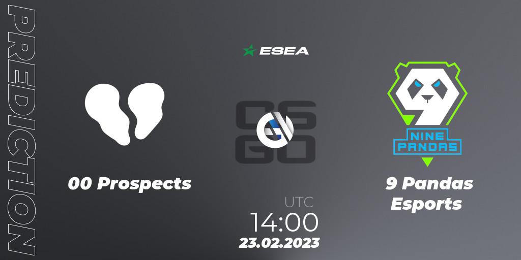 Pronóstico 00 Prospects - 9 Pandas Esports. 23.02.2023 at 14:00, Counter-Strike (CS2), ESEA Season 44: Advanced Division - Europe