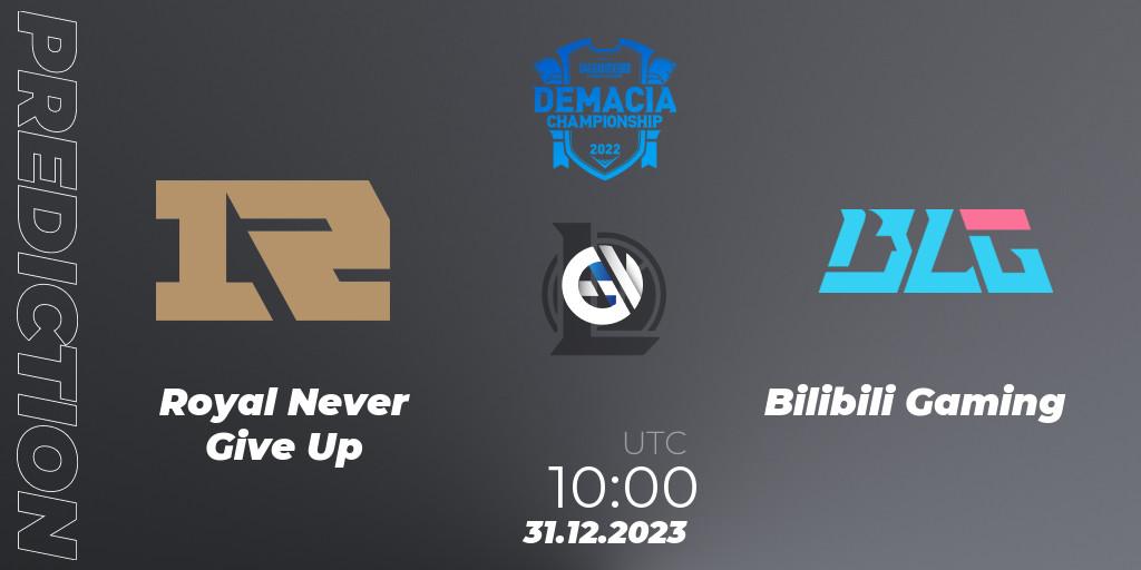 Pronóstico Royal Never Give Up - Bilibili Gaming. 31.12.23, LoL, Demacia Cup 2023 Playoffs