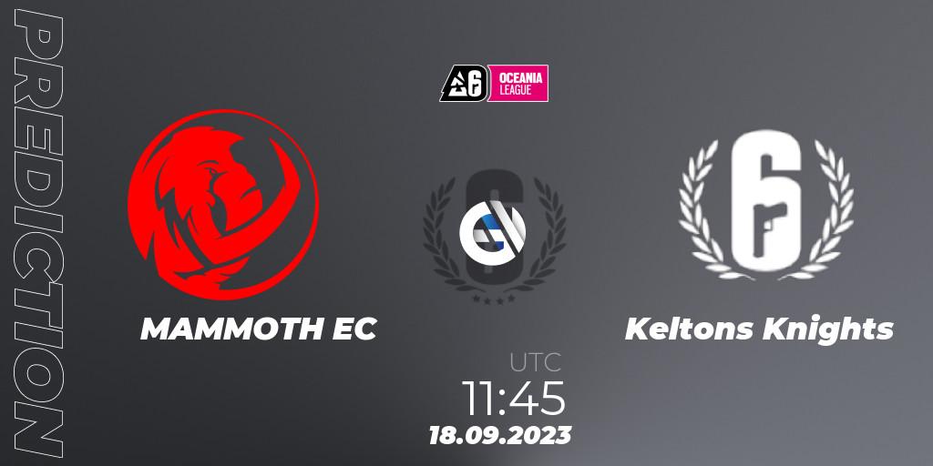 Pronóstico MAMMOTH EC - Keltons Knights. 04.10.2023 at 10:45, Rainbow Six, Oceania League 2023 - Stage 2