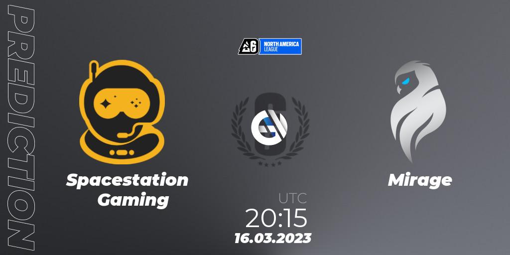 Pronóstico Spacestation Gaming - Mirage. 15.03.2023 at 23:50, Rainbow Six, North America League 2023 - Stage 1