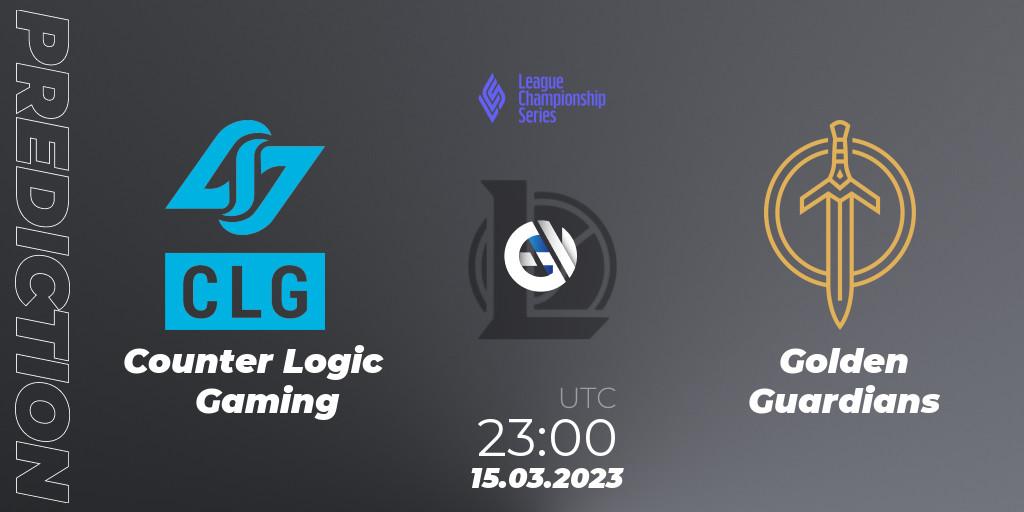 Pronóstico Counter Logic Gaming - Golden Guardians. 16.03.23, LoL, LCS Spring 2023 - Group Stage