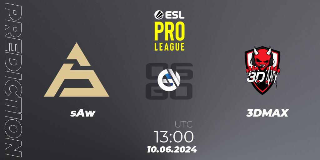Pronóstico sAw - 3DMAX. 10.06.2024 at 13:00, Counter-Strike (CS2), ESL Pro League Season 20: European Conference