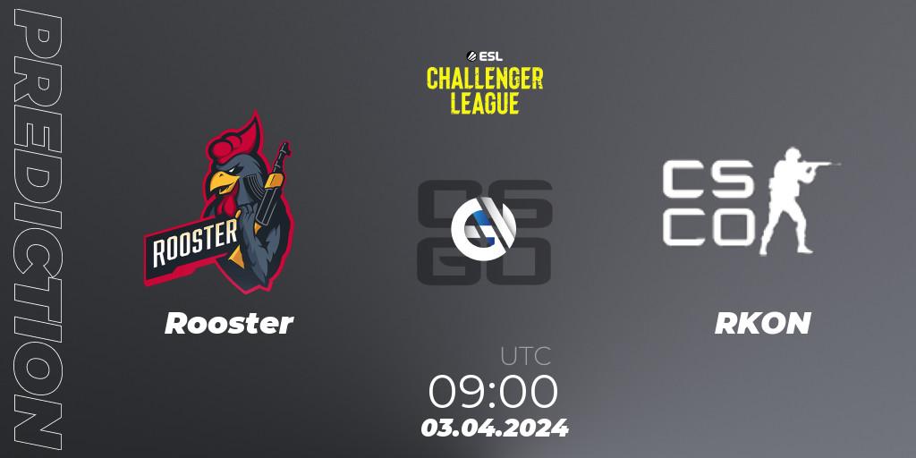 Pronóstico Rooster - RKON. 03.04.2024 at 09:00, Counter-Strike (CS2), ESL Challenger League Season 47: Oceania