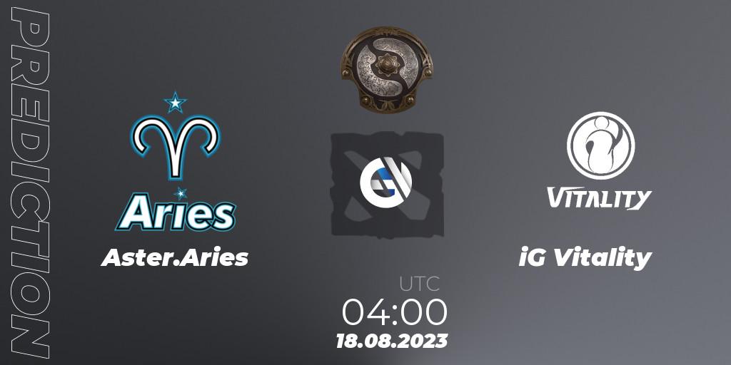 Pronóstico Aster.Aries - iG Vitality. 18.08.23, Dota 2, The International 2023 - China Qualifier
