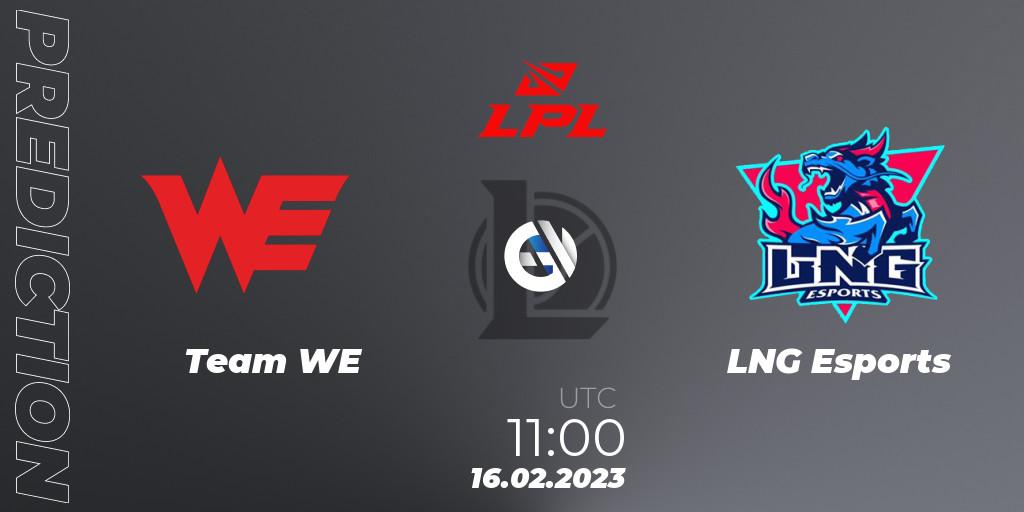Pronóstico Team WE - LNG Esports. 16.02.2023 at 11:30, LoL, LPL Spring 2023 - Group Stage