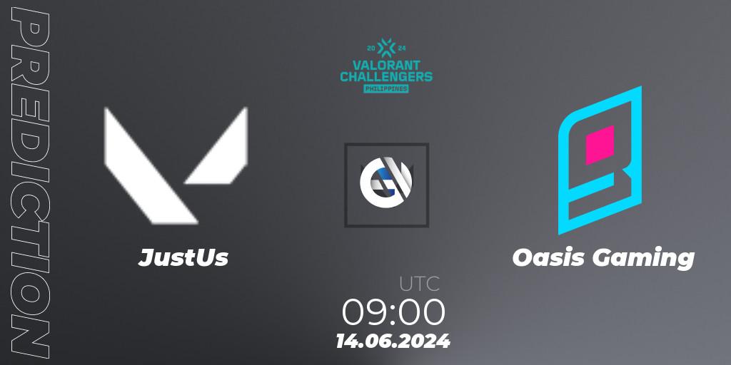Pronóstico JustUs - Oasis Gaming. 14.06.2024 at 09:30, VALORANT, VALORANT Challengers 2024 Philippines: Split 2