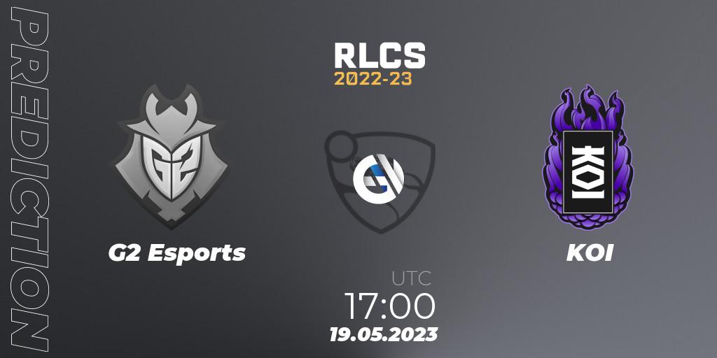 Pronóstico G2 Esports - KOI. 19.05.2023 at 17:00, Rocket League, RLCS 2022-23 - Spring: North America Regional 2 - Spring Cup