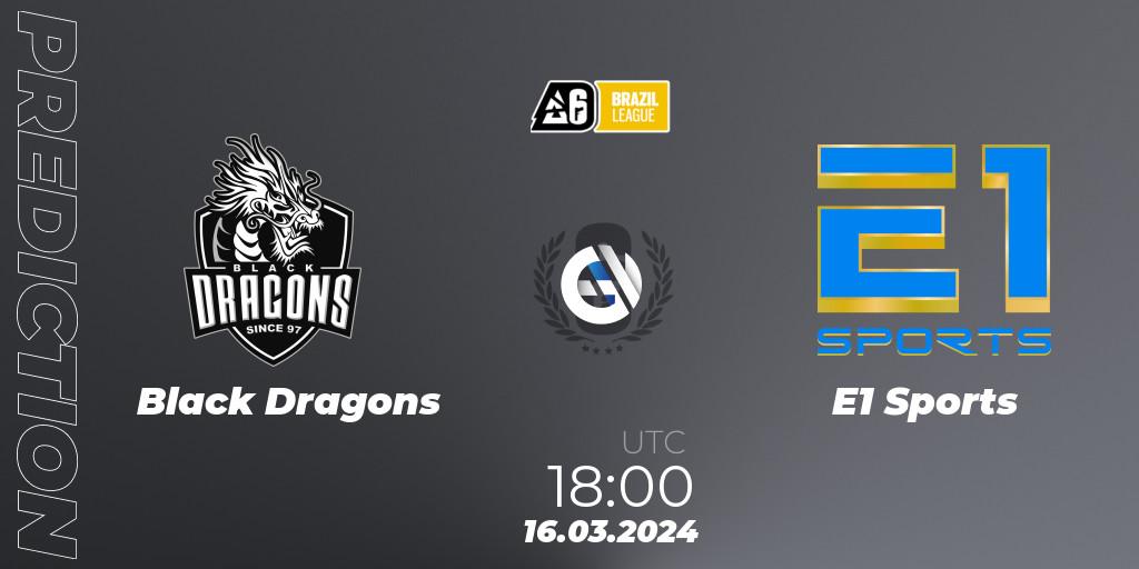 Pronóstico Black Dragons - E1 Sports. 16.03.24, Rainbow Six, Brazil League 2024 - Stage 1