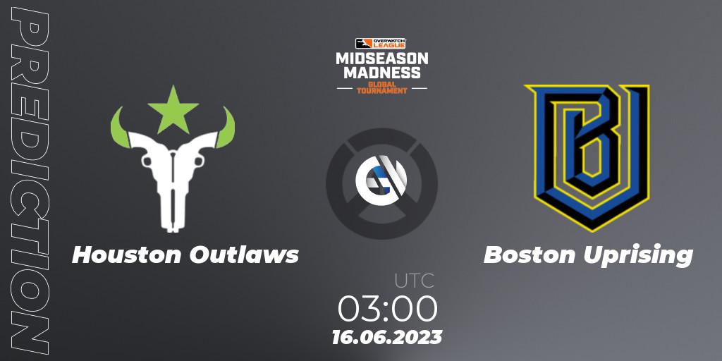 Pronóstico Houston Outlaws - Boston Uprising. 16.06.23, Overwatch, Overwatch League 2023 - Midseason Madness