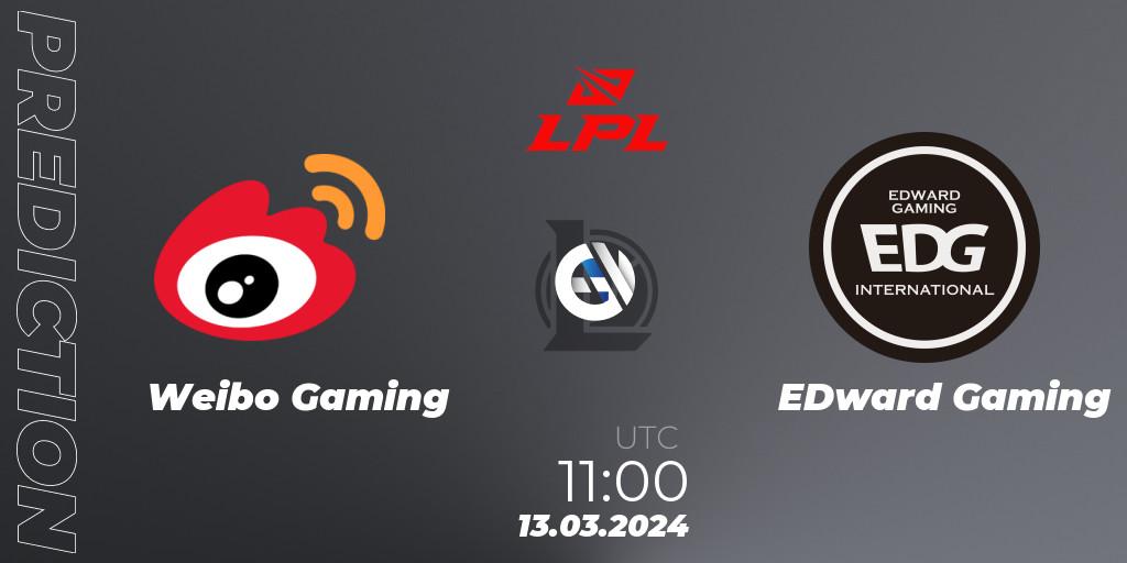 Pronóstico Weibo Gaming - EDward Gaming. 13.03.24, LoL, LPL Spring 2024 - Group Stage
