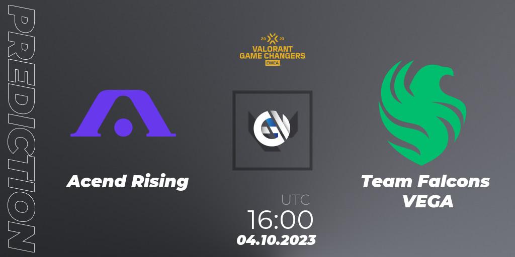 Pronóstico Acend Rising - Team Falcons VEGA. 04.10.2023 at 16:00, VALORANT, VCT 2023: Game Changers EMEA Stage 3 - Playoffs