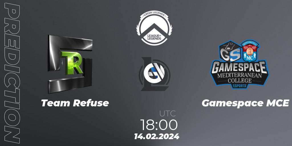 Pronóstico Team Refuse - Gamespace MCE. 14.02.2024 at 18:00, LoL, GLL Spring 2024