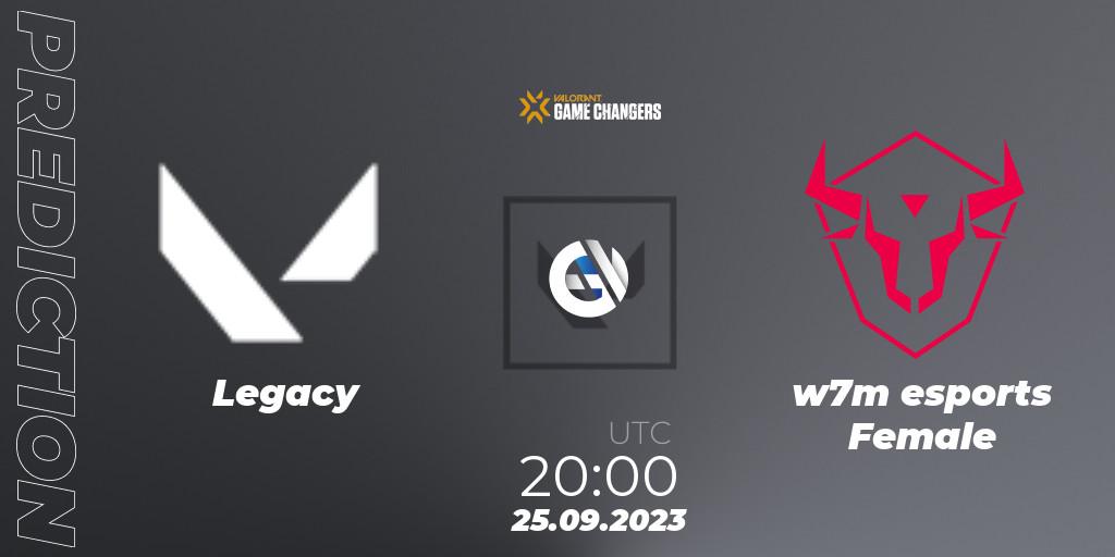 Pronóstico Legacy - w7m esports Female. 25.09.2023 at 20:20, VALORANT, VCT 2023: Game Changers Brazil Series 2