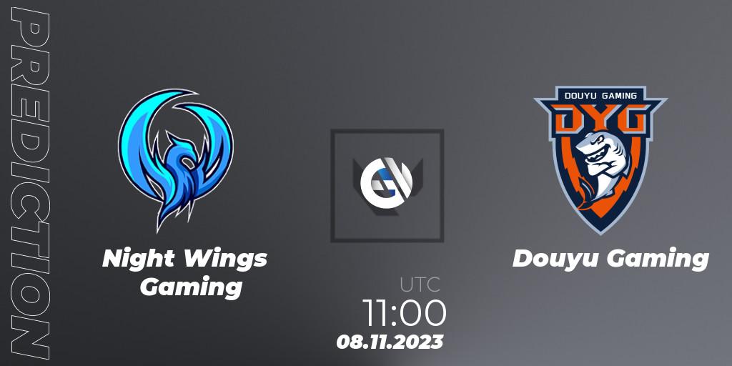 Pronóstico Night Wings Gaming - Douyu Gaming. 08.11.23, VALORANT, VALORANT China Evolution Series Act 3: Heritability - Play-In