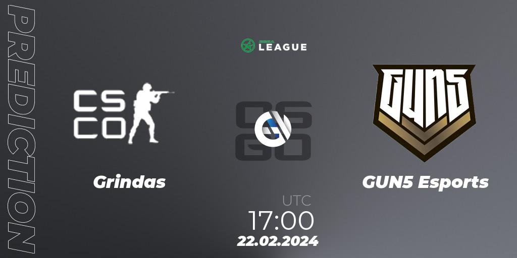 Pronóstico Grindas - GUN5 Esports. 22.02.24, CS2 (CS:GO), ESEA Season 48: Advanced Division - Europe
