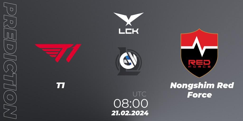 Pronóstico T1 - Nongshim Red Force. 21.02.24, LoL, LCK Spring 2024 - Group Stage