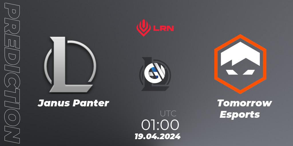 Pronóstico Janus Panter - Tomorrow Esports. 19.04.2024 at 01:00, LoL, Liga Regional Norte 2024