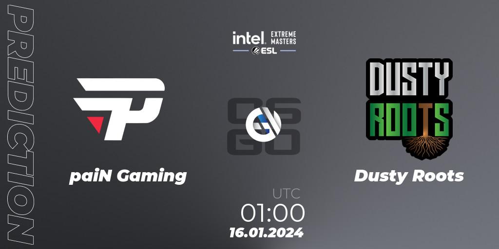 Pronóstico paiN Gaming - Dusty Roots. 16.01.2024 at 00:45, Counter-Strike (CS2), Intel Extreme Masters China 2024: South American Open Qualifier #2