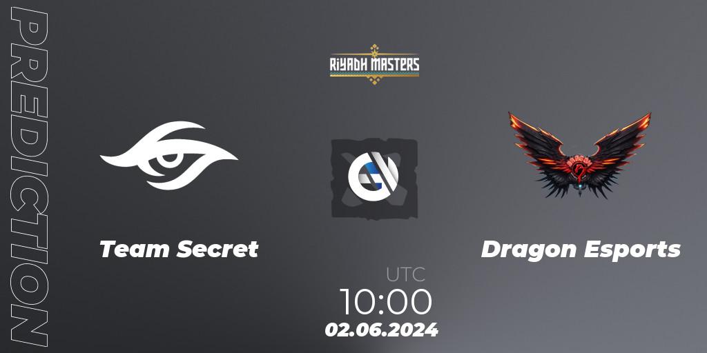 Pronóstico Team Secret - Dragon Esports. 02.06.2024 at 10:00, Dota 2, Riyadh Masters 2024: Western Europe Closed Qualifier