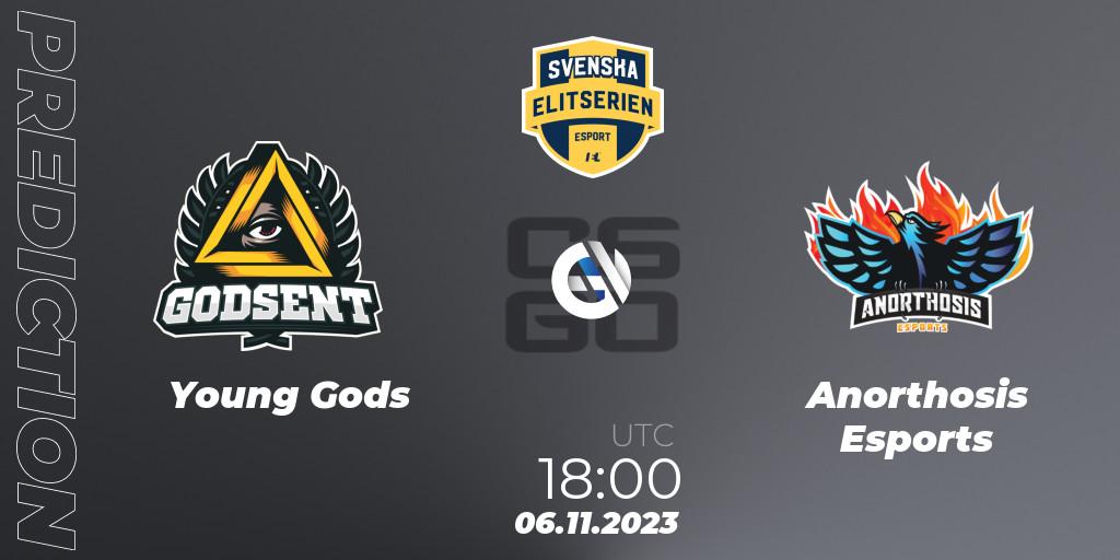 Pronóstico Young Gods - Anorthosis Esports. 06.11.2023 at 18:00, Counter-Strike (CS2), Svenska Elitserien Fall 2023: Online Stage