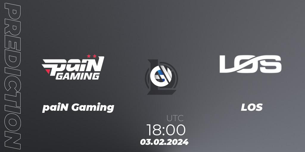 Pronóstico paiN Gaming - LOS. 03.02.2024 at 18:00, LoL, CBLOL Split 1 2024 - Group Stage