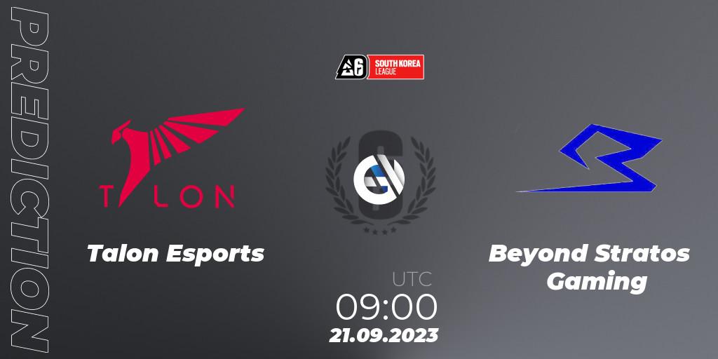 Pronóstico Talon Esports - Beyond Stratos Gaming. 21.09.2023 at 09:00, Rainbow Six, South Korea League 2023 - Stage 2