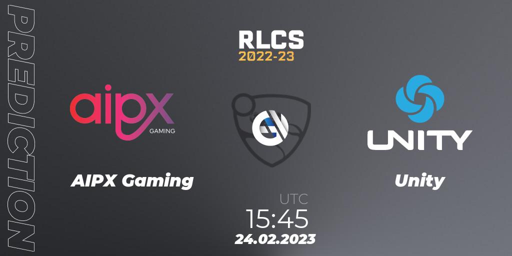 Pronóstico AIPX Gaming - Unity. 24.02.2023 at 15:45, Rocket League, RLCS 2022-23 - Winter: Sub-Saharan Africa Regional 3 - Winter Invitational