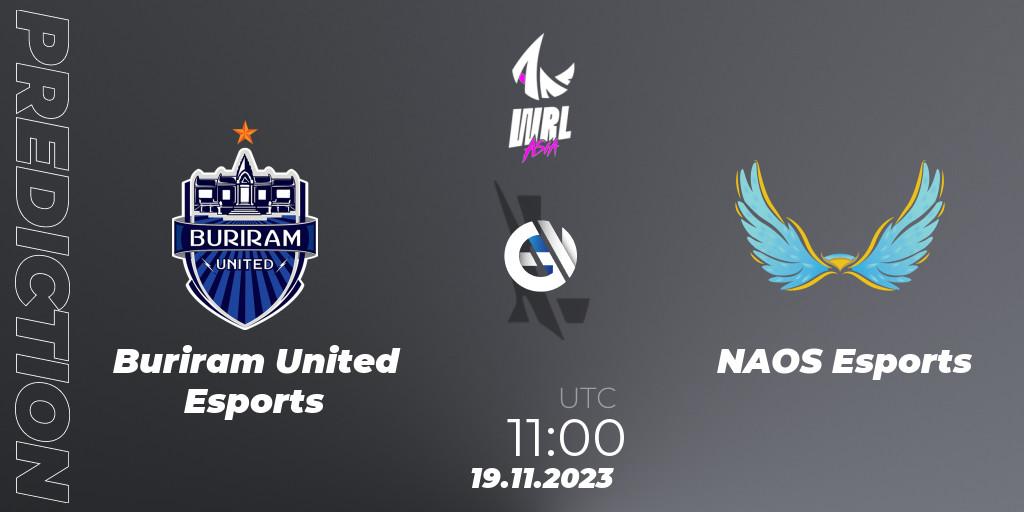 Pronóstico Buriram United Esports - NAOS Esports. 19.11.23, Wild Rift, WRL Asia 2023 - Season 2 - Regular Season