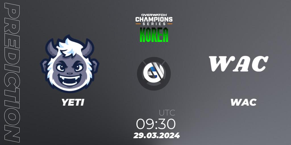 Pronóstico YETI - WAC. 29.03.2024 at 09:30, Overwatch, Overwatch Champions Series 2024 - Stage 1 Korea