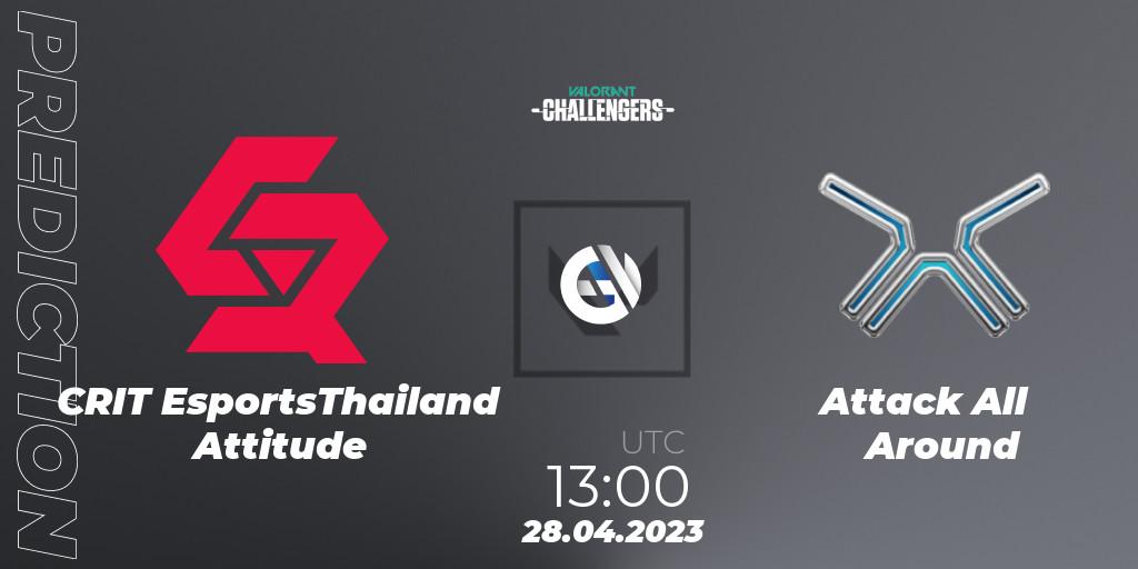 Pronóstico CRIT EsportsThailand Attitude - Attack All Around. 28.04.2023 at 13:00, VALORANT, VALORANT Challengers 2023: Thailand Split 2 - Regular Season