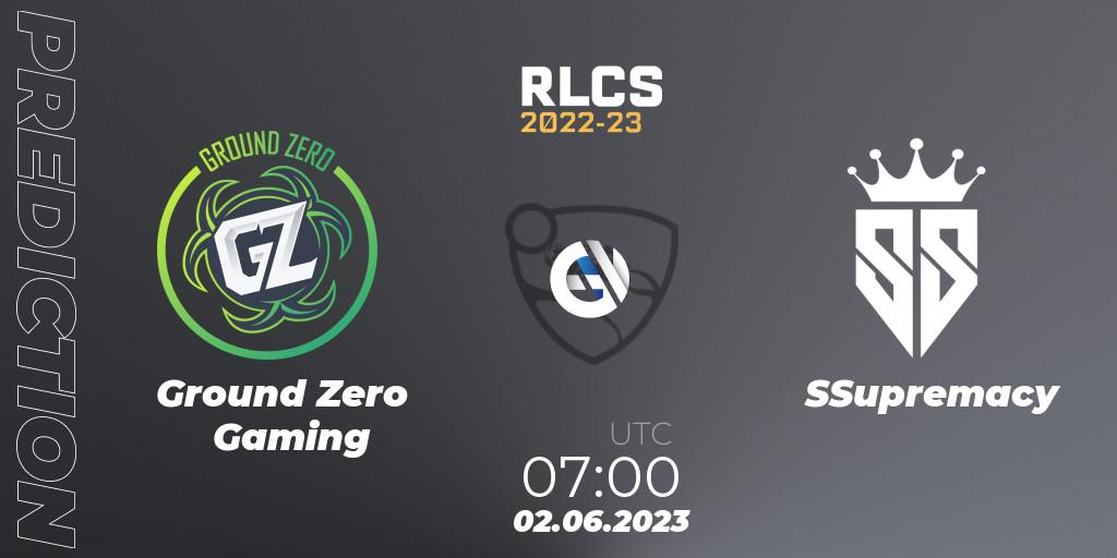 Pronóstico Ground Zero Gaming - SSupremacy. 02.06.2023 at 07:00, Rocket League, RLCS 2022-23 - Spring: Oceania Regional 3 - Spring Invitational