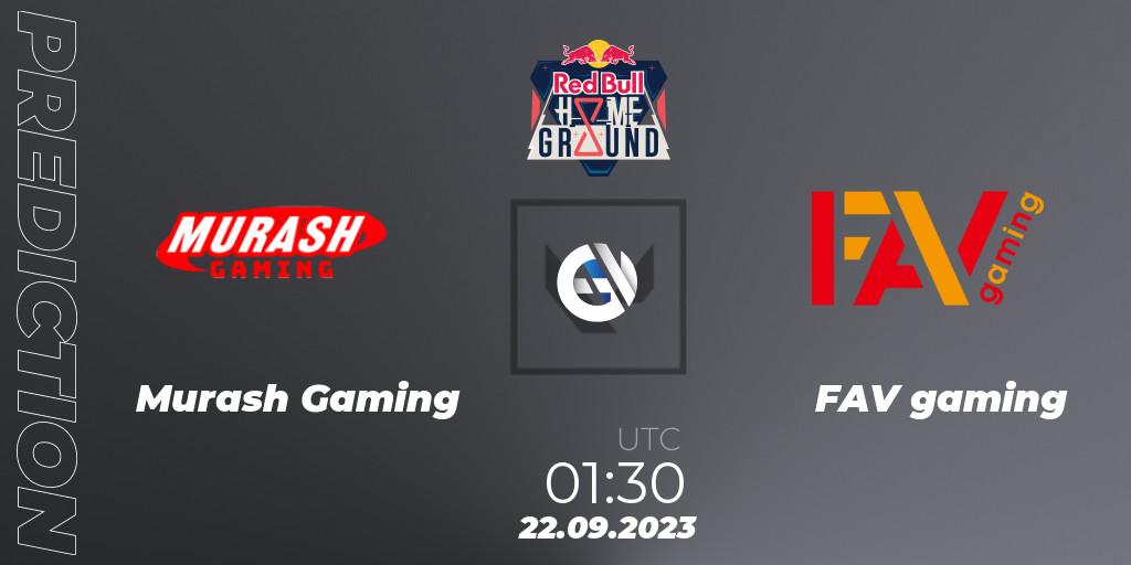 Pronóstico MURASH GAMING - FAV gaming. 22.09.2023 at 01:30, VALORANT, Red Bull Home Ground #4 - Japanese Qualifier