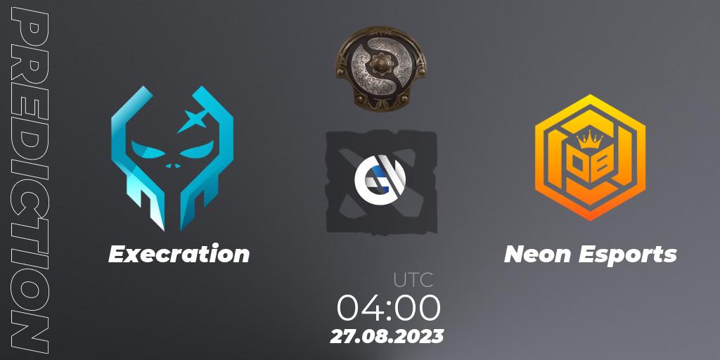 Pronóstico Execration - Neon Esports. 27.08.2023 at 02:23, Dota 2, The International 2023 - Southeast Asia Qualifier