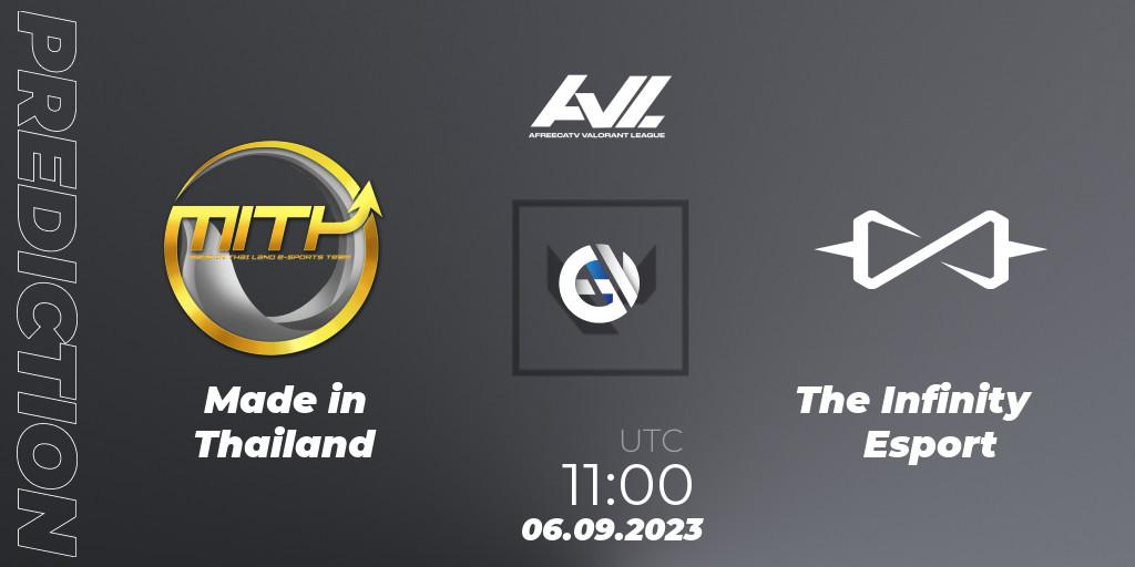 Pronóstico Made in Thailand - The Infinity Esport. 06.09.2023 at 11:00, VALORANT, AfreecaTV VALORANT LEAGUE - Thailand Qualifier
